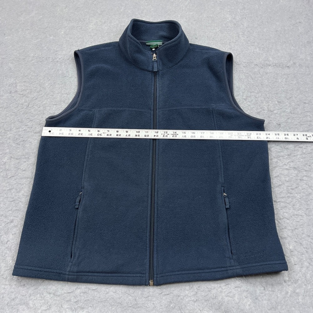 LL Bean Vest Men's Large Blue Polar Fleece Full Zip Sleeveless Mock Neck Pockets - Picture 5 of 9